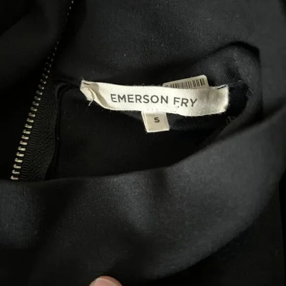 Emerson Fry Edie Top Black Ponte High Neckline Boxy Size Small - Picture 4 of 4